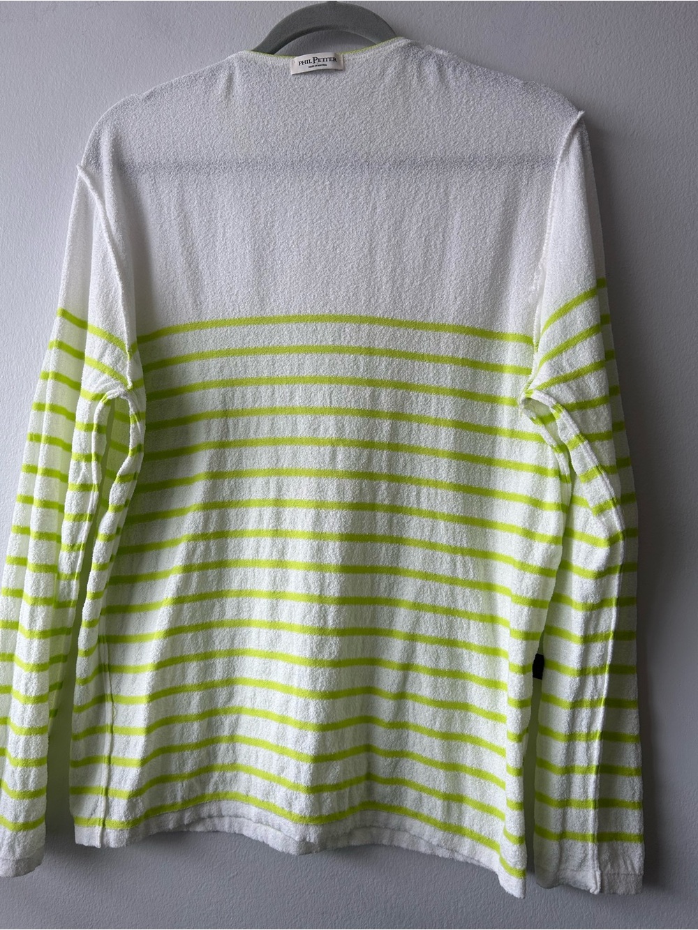 Phil Petter Austria Men’s Premium White & Neon Yellow Striped Long Sleeve Top - Picture 11 of 11